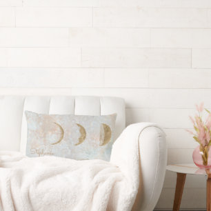 Celestial Moon Monogram Elegant Bolster Pillow