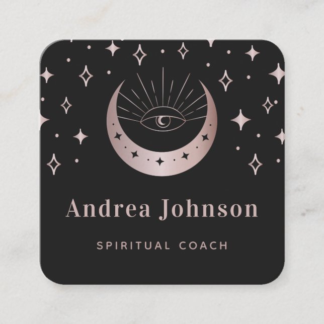 Celestial Moon Mystic Eye Spiritual Energy Healer Square Business Card (Front)