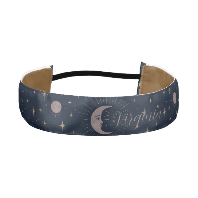 Celestial Moon Pattern | Cosmic Custom Women’s  Athletic Headband (Front)