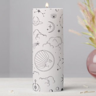 Celestial Moon Pattern Spiritual Pillar Candle