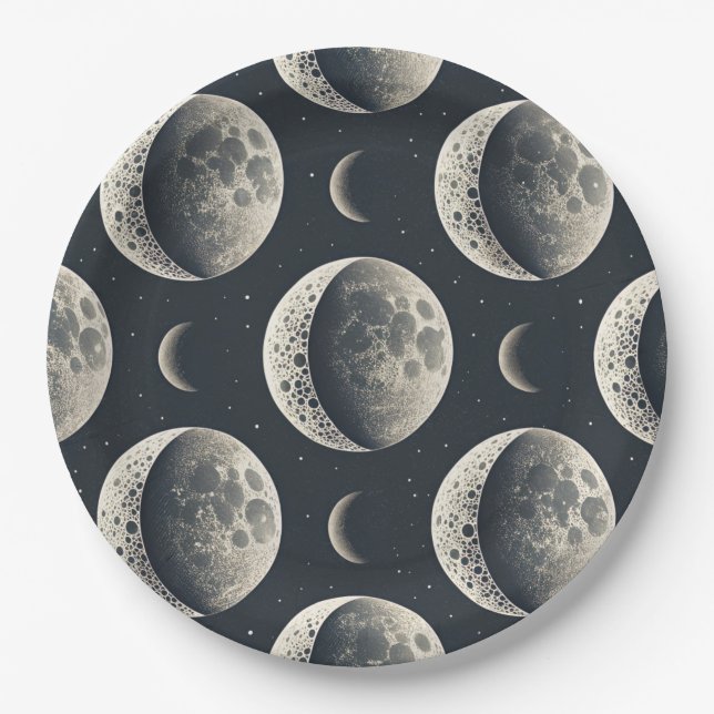 Celestial Moon Phase (1) Paper Plates (Front)
