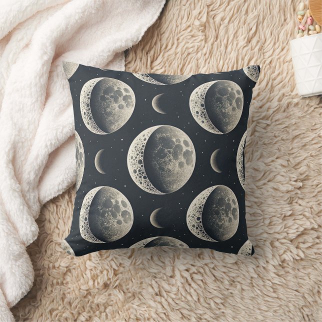 Celestial Moon Phase (1) Throw Pillow (Blanket)