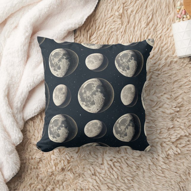 Celestial Moon Phase (2) Throw Pillow (Blanket)