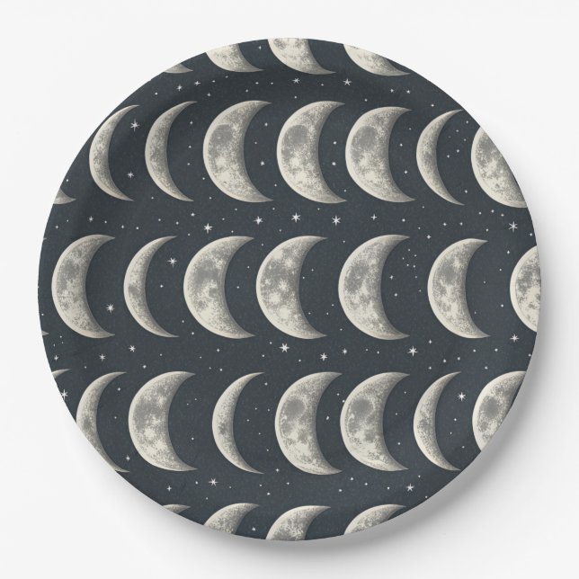 Celestial Moon Phase (3) Paper Plates (Front)