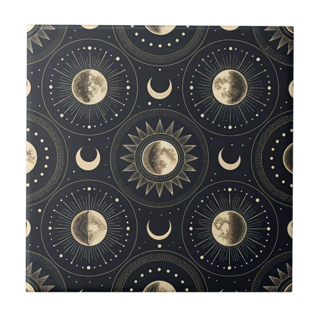 Celestial Moon Phase (4) Ceramic Tile (Front)