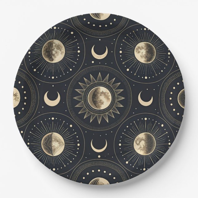 Celestial Moon Phase (4) Paper Plates (Front)