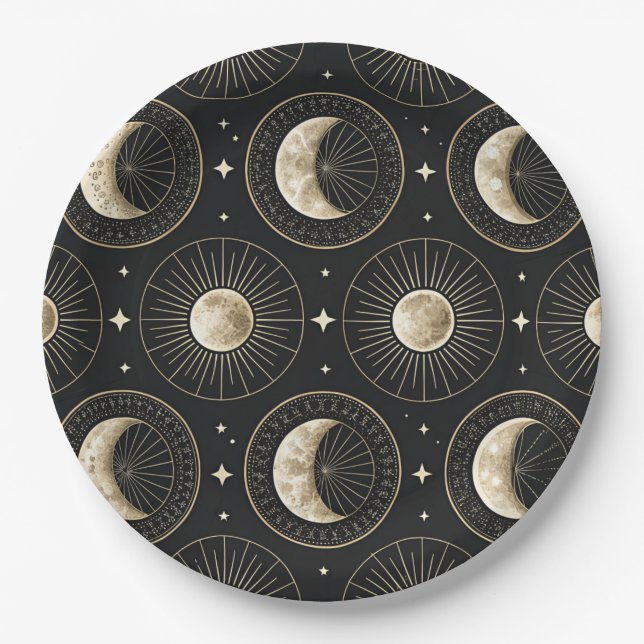 Celestial Moon Phase (5) Paper Plates (Front)