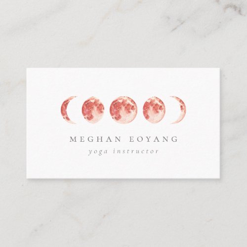 Celestial Moon Phase  Coral Business Card
