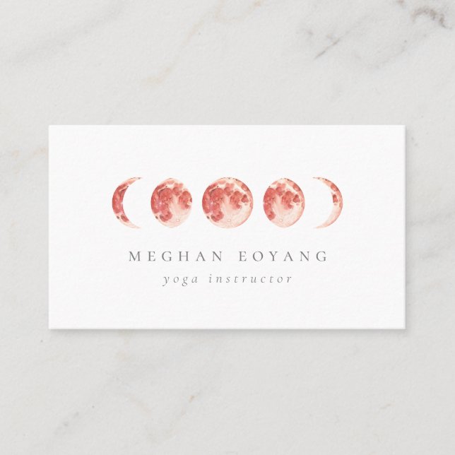 Celestial Moon Phase | Coral Business Card (Front)