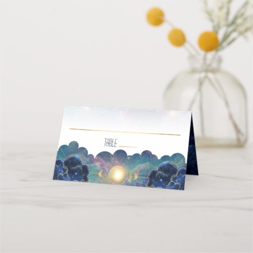 Celestial Moon Phase Galaxy Placecard