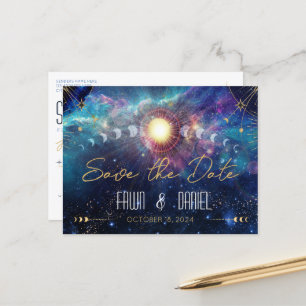 Celestial Moon Phase Save the Date Postcard