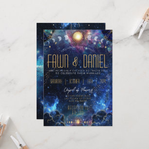Celestial Moon Phase Wedding Invitations