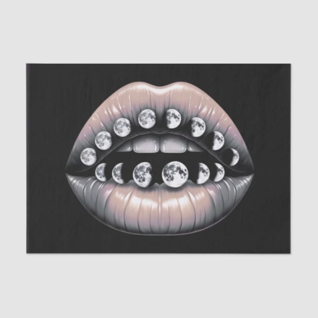 Celestial Moon Phases Lips Decoupage  Tissue Paper (Front)