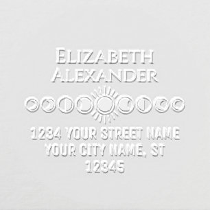 Celestial Moon Phases Name Return Address #2B Embosser