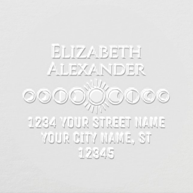 Celestial Moon Phases Name Return Address #2B Embosser (Design)