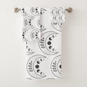 Celestial Moon Phases Pattern Bath Towel Set