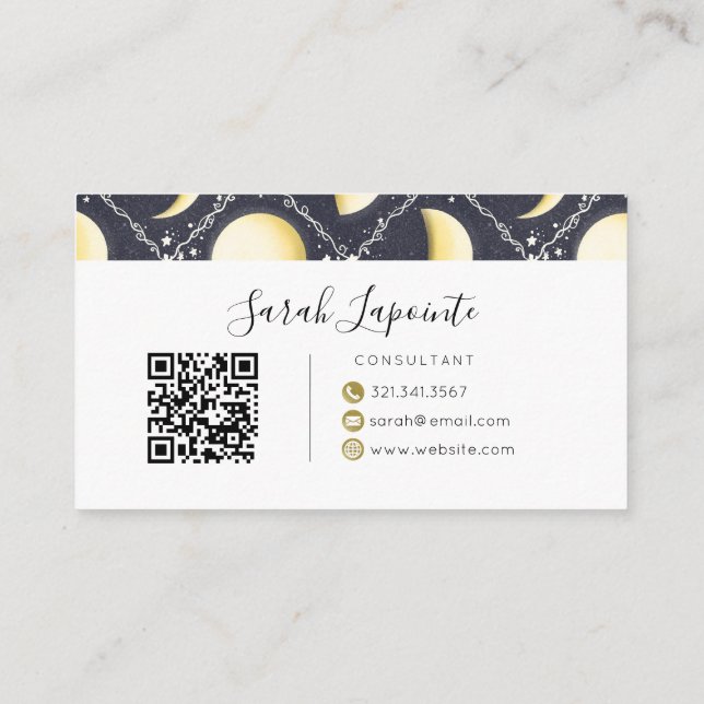 Celestial Moon Phases Pattern Business Card (Back)