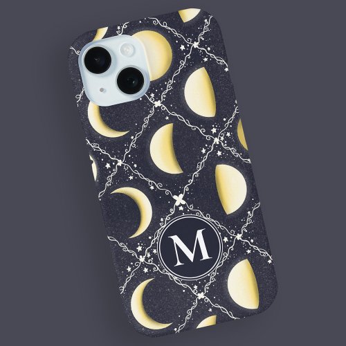 Celestial Moon Phases Pattern iPhone 15 Case
