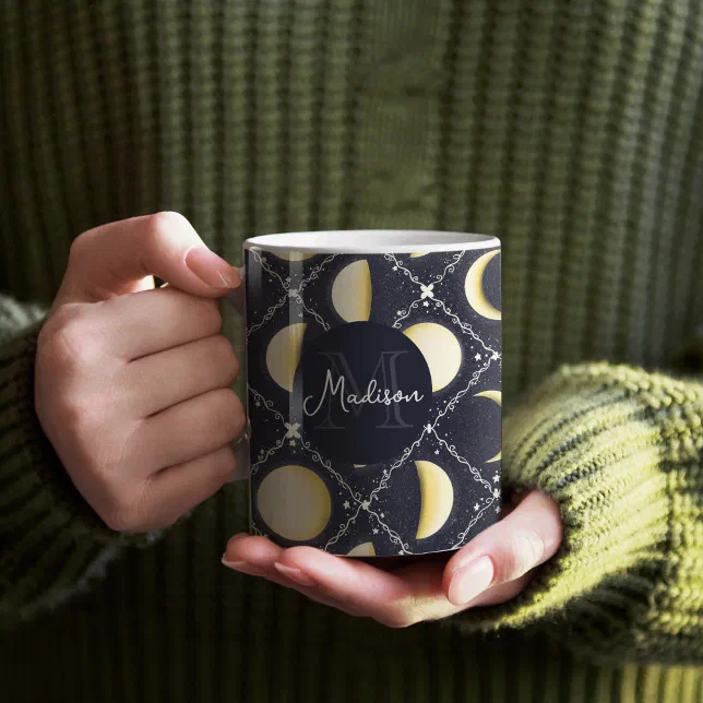 Celestial Moon Phases Pattern Coffee Mug