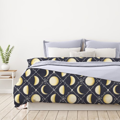 Celestial Moon Phases Pattern Duvet Cover