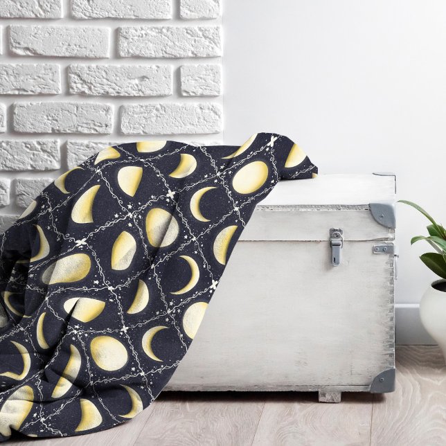 Celestial Moon Phases Pattern Fleece Blanket (Moon Phases Pattern Fleece Blanket)