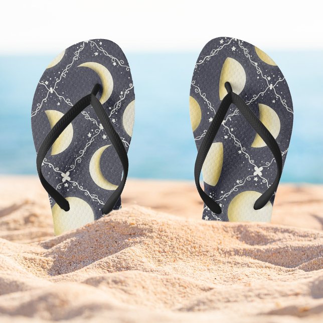 Celestial Moon Phases Pattern Flip Flops (Moon Phases FlipFlops)