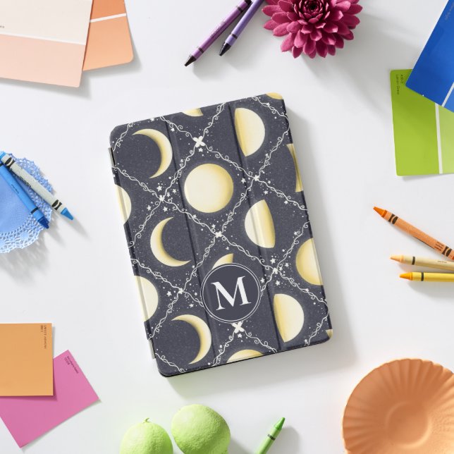Celestial Moon Phases Pattern iPad Pro Cover (Desk)