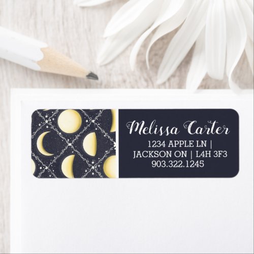 Celestial Moon Phases Pattern Label