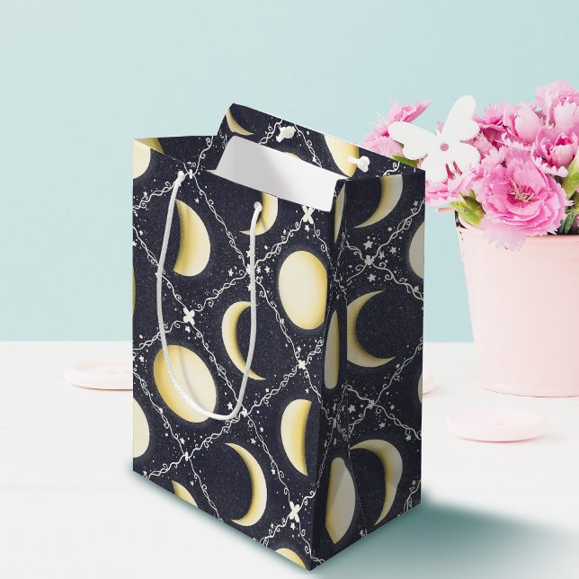 Celestial Moon Phases Pattern Medium Gift Bag (Moon Phases Pattern Gift Bag)