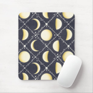Celestial Moon Phases Pattern Mouse Pad
