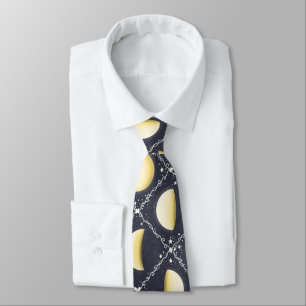 Celestial Moon Phases Pattern Neck Tie