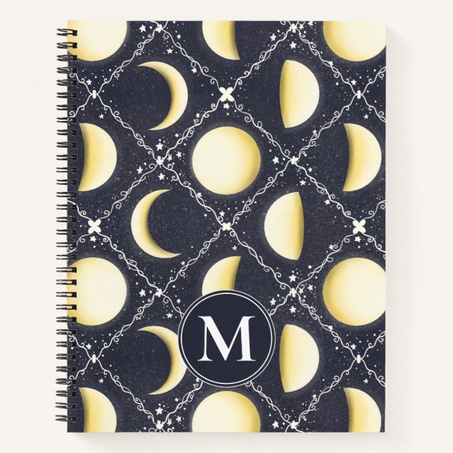 Celestial Moon Phases Pattern Notebook (Front)