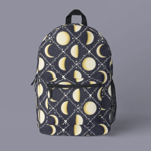 Celestial Moon Phases Pattern Printed Backpack