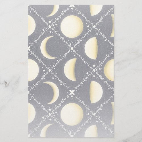 Celestial Moon Phases Pattern Stationery