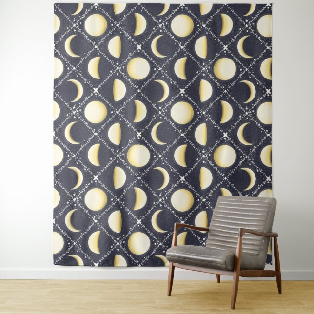 Celestial Moon Phases Pattern Tapestry (In Situ)
