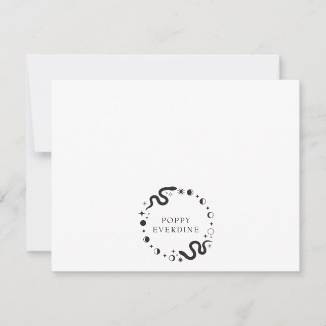 Celestial Moon Phases Snake Personalized Logo Note Card (Front)