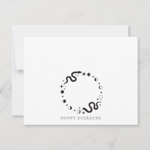 Celestial Moon Phases Snake Personalized Note Card