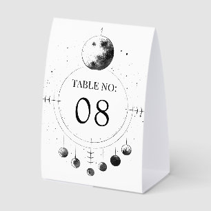 Celestial Moon Phases Wedding Table Number Paper Table Tent