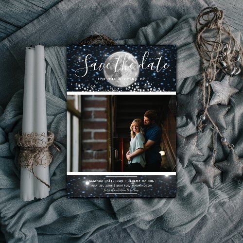 Celestial Moon Photo Save the Date Invite