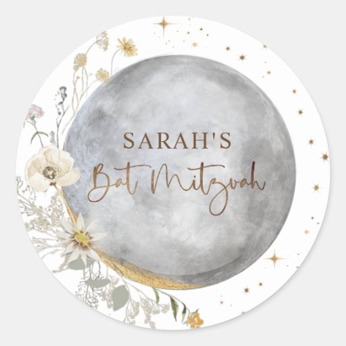 Celestial Moon, Silver, White and Gold Bat Mitzvah