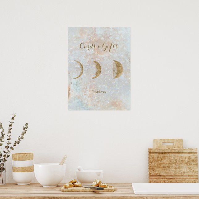 Celestial Moon Simple Chic Elegant Wedding  Poster (Kitchen)
