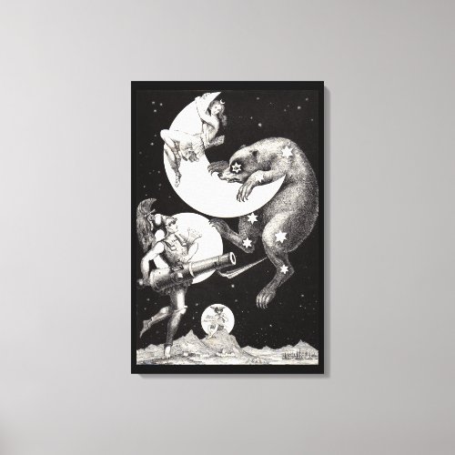 Celestial Moon Sky Universe God Night Illustration Canvas Print