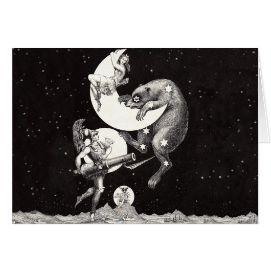 Celestial Moon Sky Universe God Night Illustration Cards (Front Horizontal)