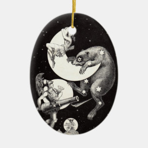 Celestial Moon Sky Universe God Night Illustration Ceramic Ornament