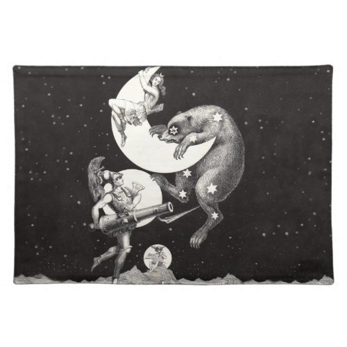 Celestial Moon Sky Universe God Night Illustration Cloth Placemat