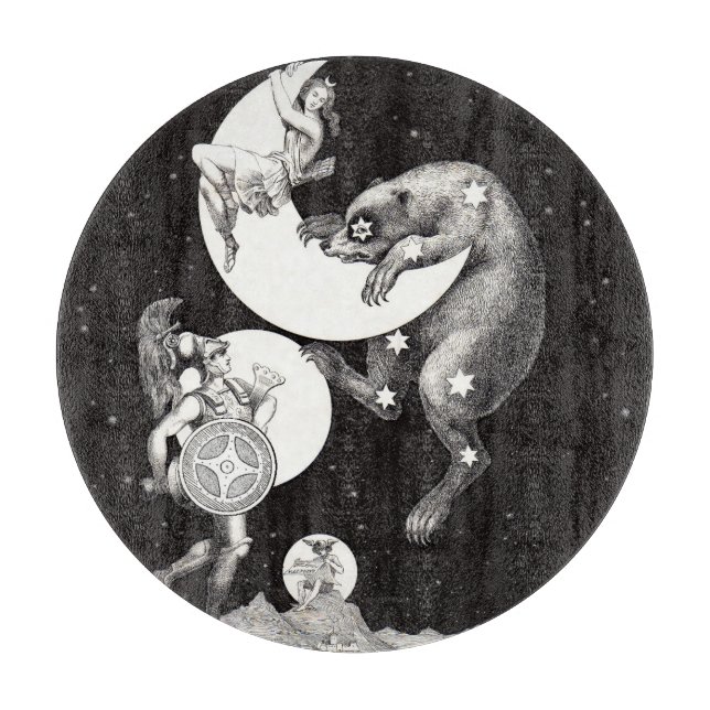 Celestial Moon Sky Universe God Night Illustration Cutting Board (Front)