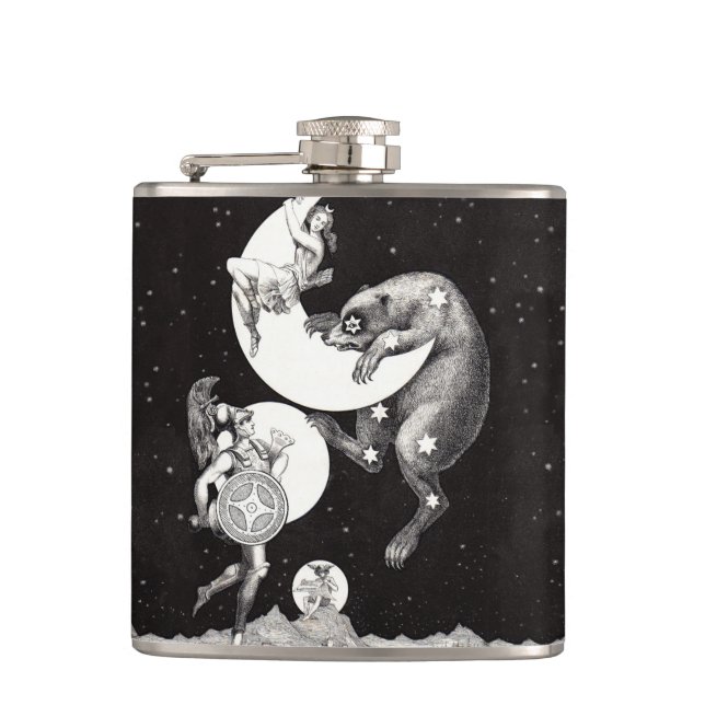 Celestial Moon Sky Universe God Night Illustration Flask (Front)