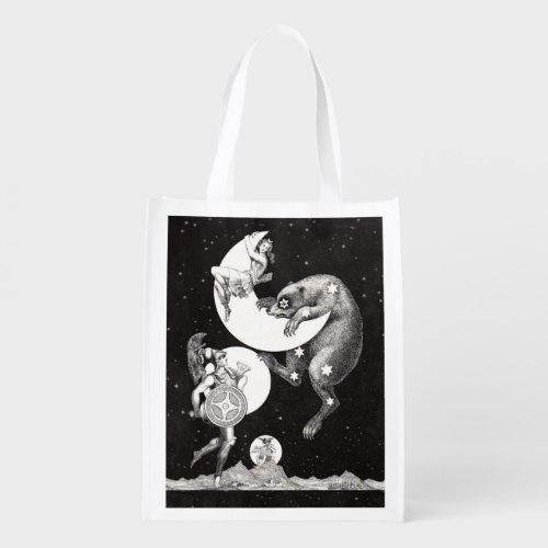Celestial Moon Sky Universe God Night Illustration Grocery Bag