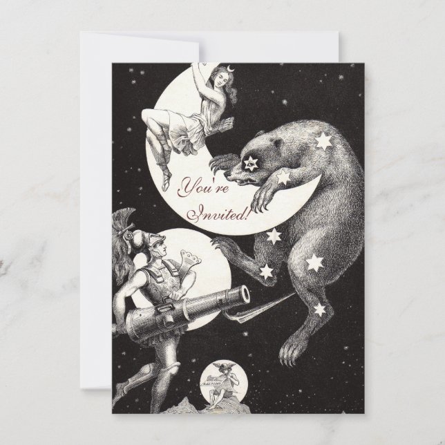 Celestial Moon Sky Universe God Night Illustration Invitation (Front)