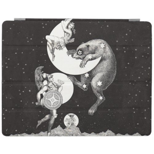 Celestial Moon Sky Universe God Night Illustration iPad Smart Cover